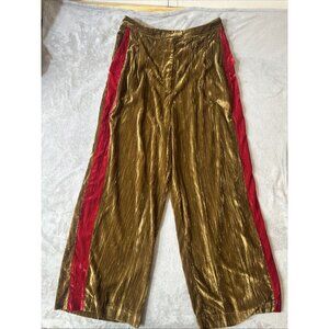 Anthropologie Gold and Red Wide-Leg Trousers